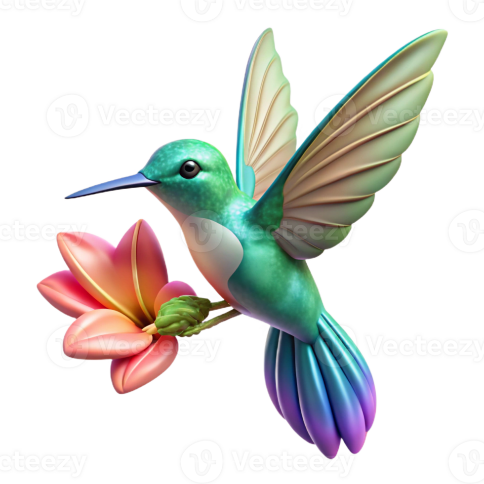 vibrant vintage A tiny hummingbird hovering near a flower, its iridescent wings a blur of motion. Macro photography with a shallow depth of field high resolution png