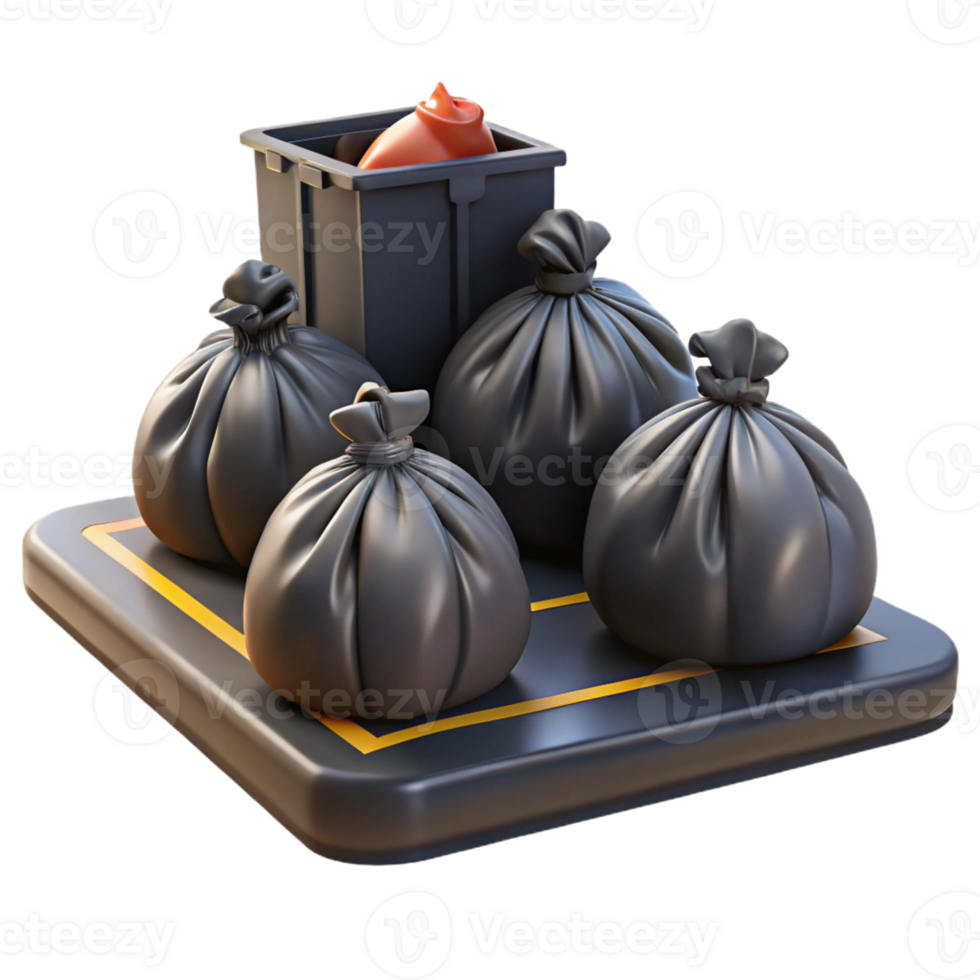 vibrant rustic A pile of garbage bags on a city sidewalk, urban grime, realistic rendering, dim lighting professional png