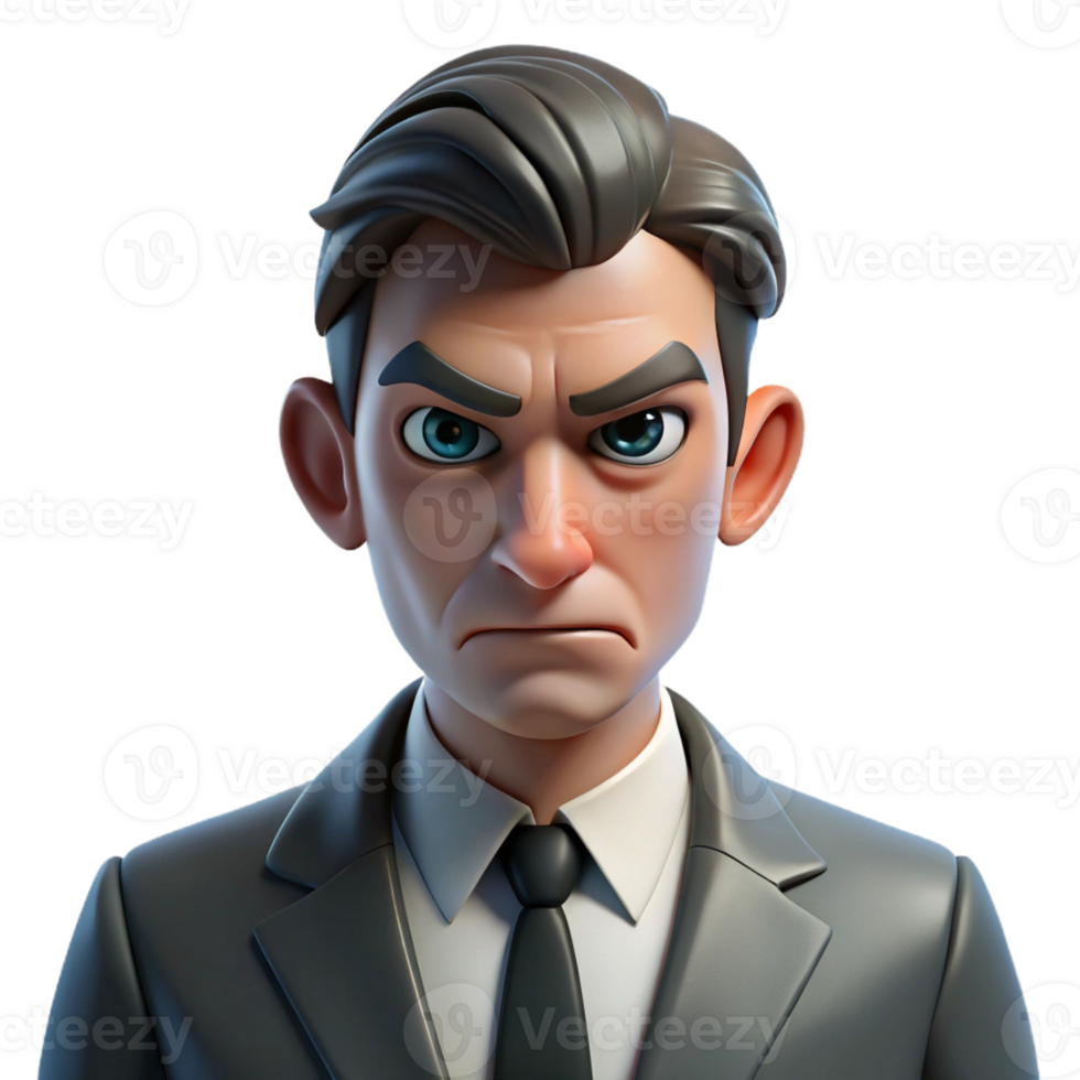 magnificent creative Portrait of a man with a stern expression, wearing a suit and tie, lit by harsh, directional light, in a noir style premium png