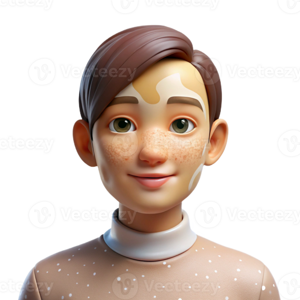 dramatic artistic Portrait of a person with vitiligo, showcasing the unique patterns on their skin, lit by soft, diffused light, in a naturalistic photographic style high resolution png