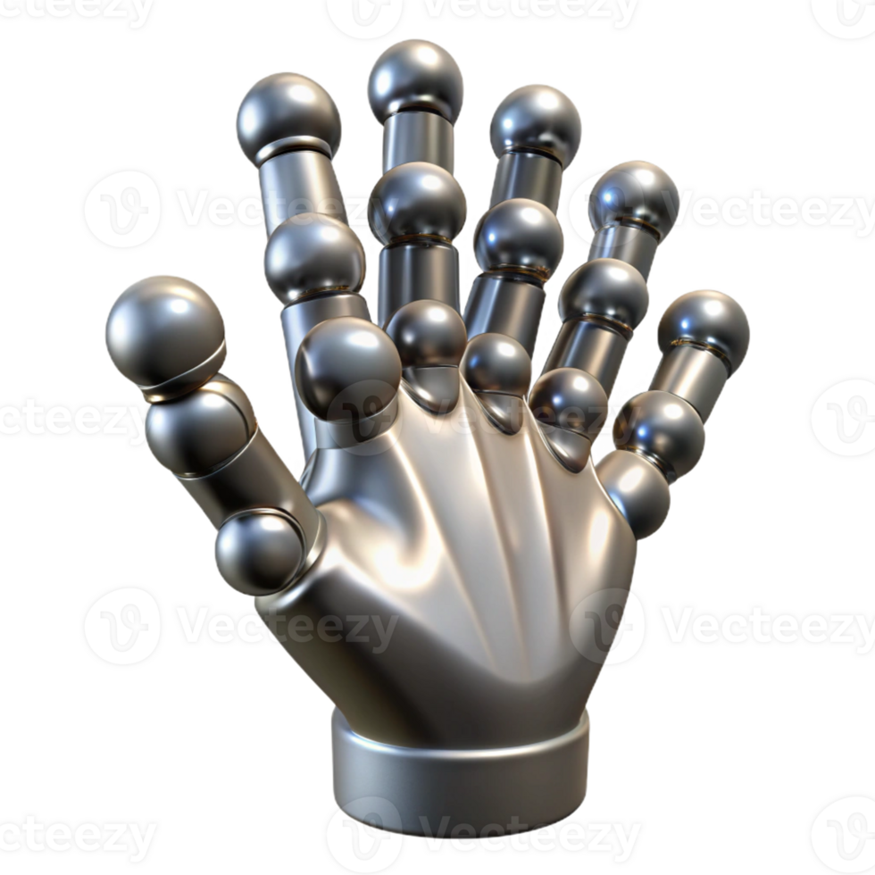 elegant contemporary A swarm of nanobots forming the shape of a human hand reaching out, metallic texture, lit by a single bright white light source authentic png