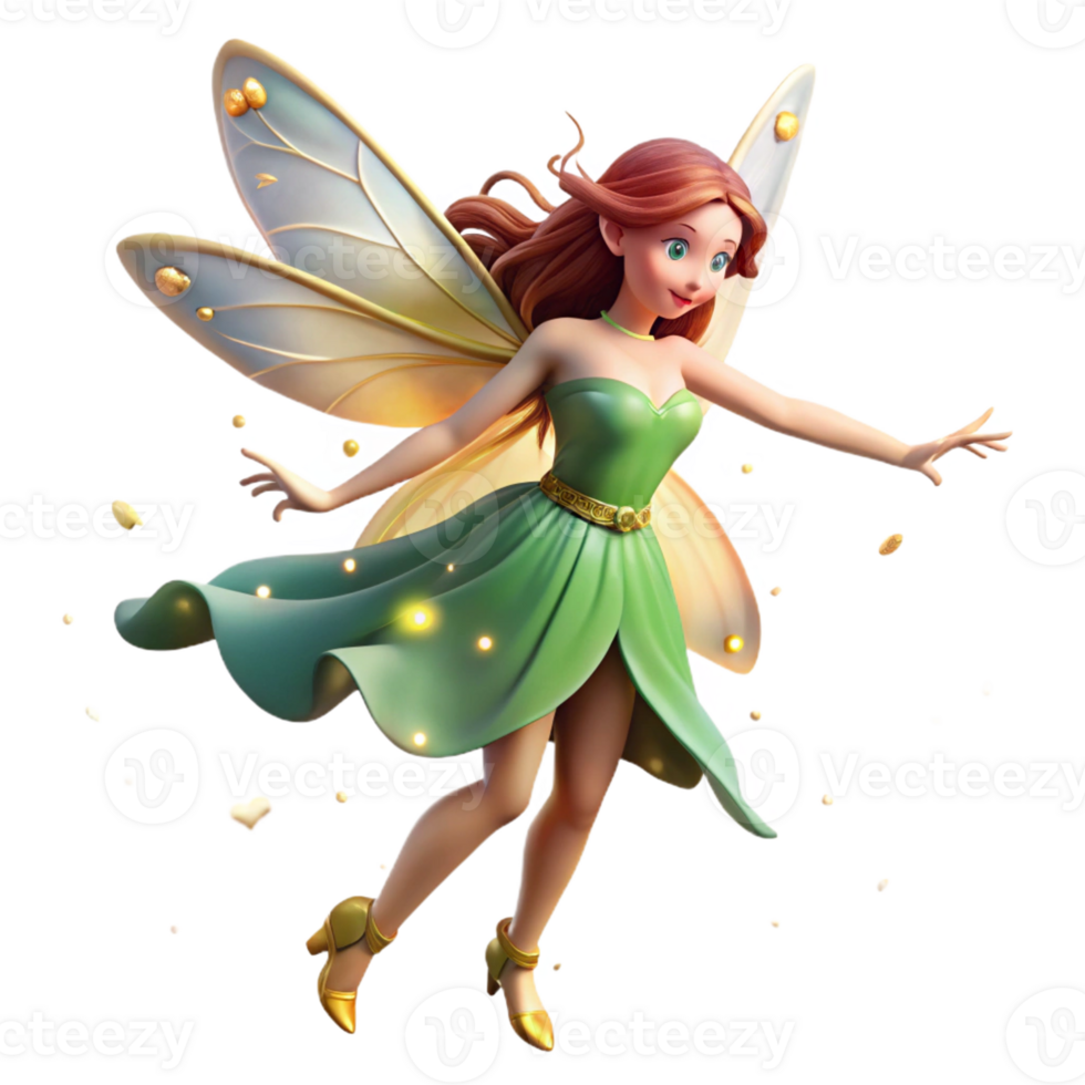 magnificent rustic A beautiful fairy with delicate wings and flowing hair, dancing in a moonlit glade, illuminated by fireflies. Victorian fairy painting style exclusive png