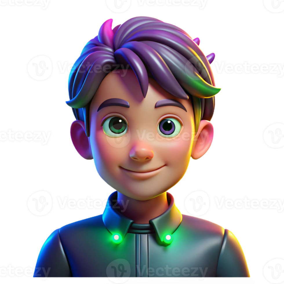stunning modern Portrait of a person with a whimsical expression and playful demeanor, illuminated by bright, colorful lights, in a fantasy art style professional png