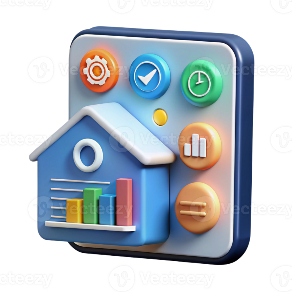 vibrant vintage A smart home interface displaying various data points, clean, minimalist design, user-friendly style original png