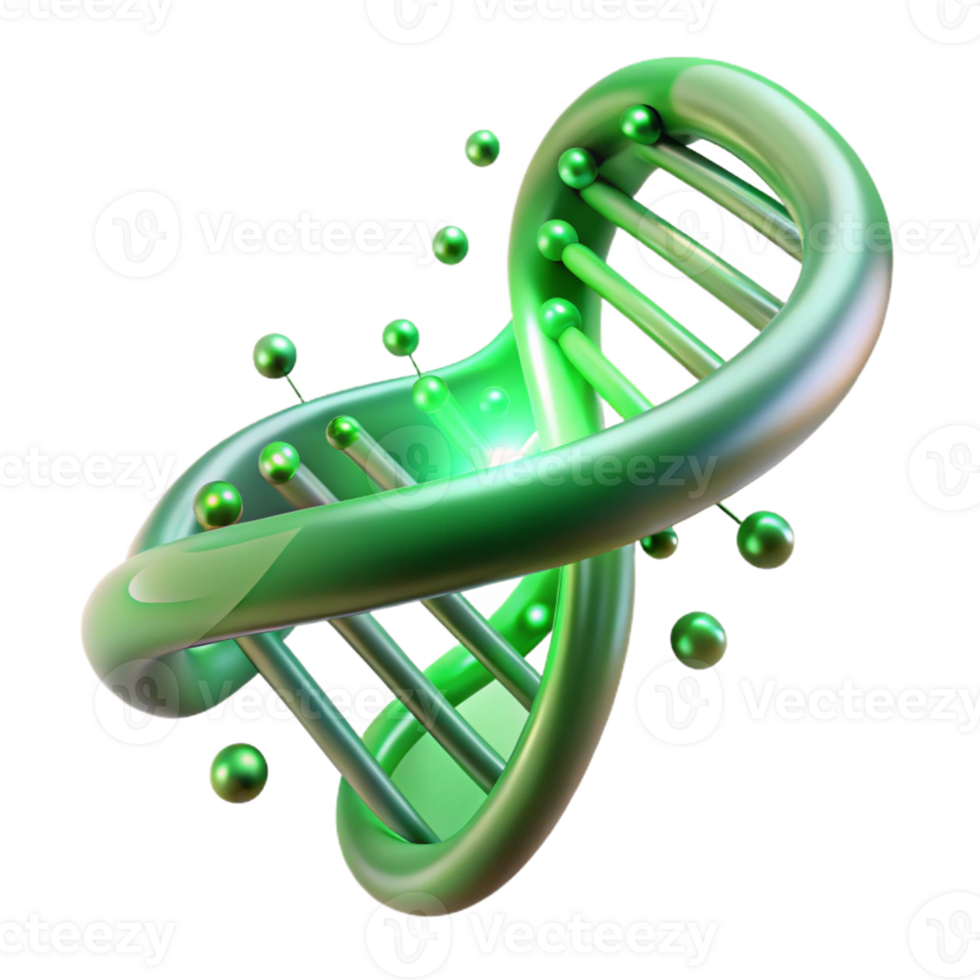 magnificent contemporary A DNA double helix transforming into a binary code stream, glowing with an ethereal green light, abstract and stylized detailed png