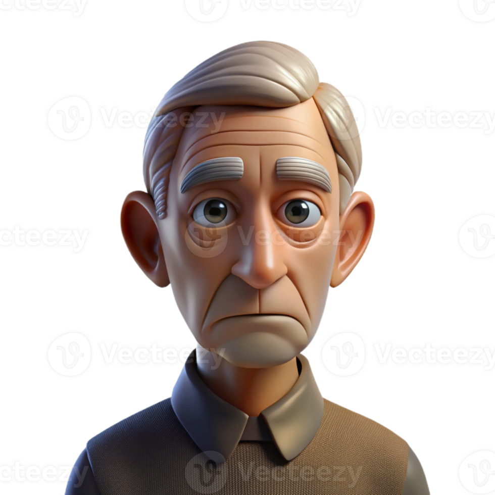 wonderful rustic Portrait of an elderly man with deep wrinkles and a thoughtful expression, lit by a single overhead spotlight, in a chiaroscuro style genuine png