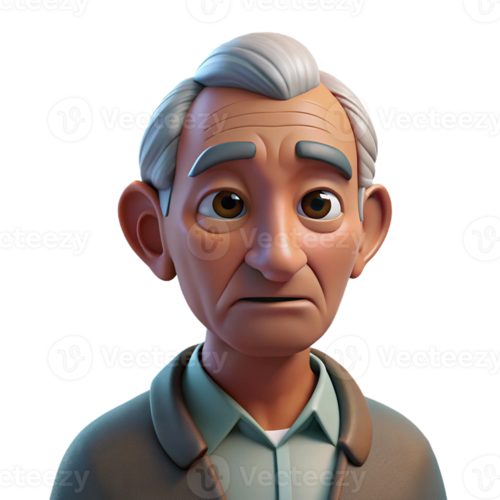 elegant contemporary Portrait of an elderly man with deep wrinkles and a thoughtful expression, lit by a single overhead spotlight, in a chiaroscuro style detailed png