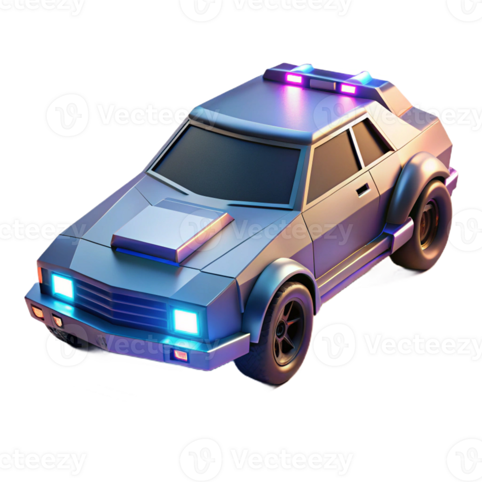 serene classic A futuristic vehicle patrolling a deserted street, flashing lights, cyberpunk style, dynamic composition, dramatic lighting premium png