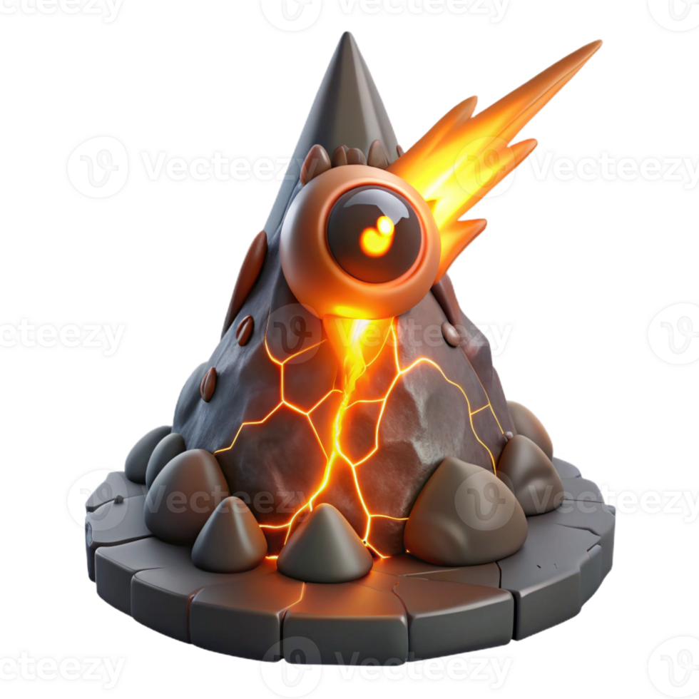 elegant creative A powerful cyclops forging a lightning bolt in a volcanic cavern, sparks flying, illuminated by the molten lava, in a dynamic, painterly style genuine png