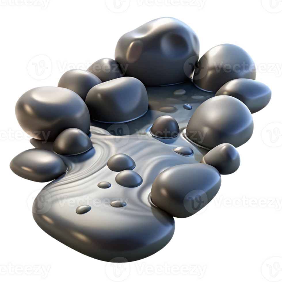extraordinary abstract A bubbling stream flowing over smooth river stones, dappled sunlight, realistic style original png