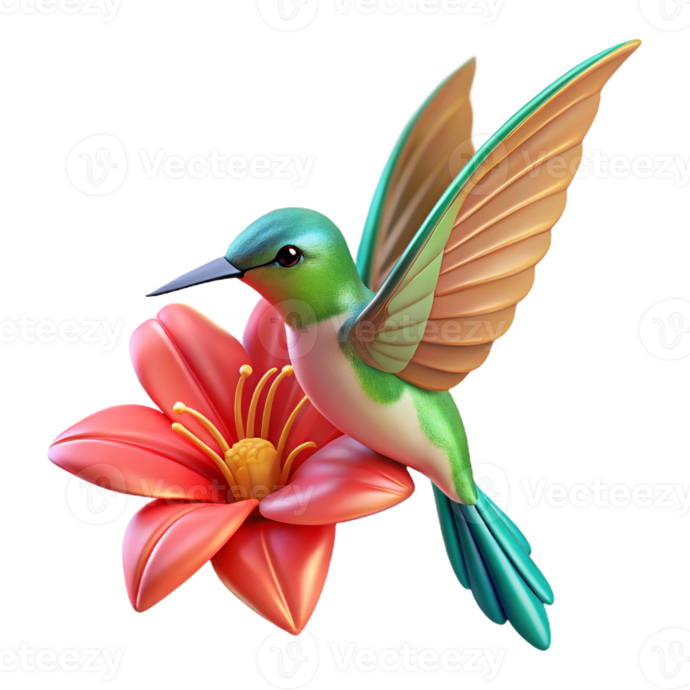 beautiful vintage A tiny hummingbird hovering near a vibrant flower, wings blurred in motion, captured in macro photography style with shallow depth of field professional png