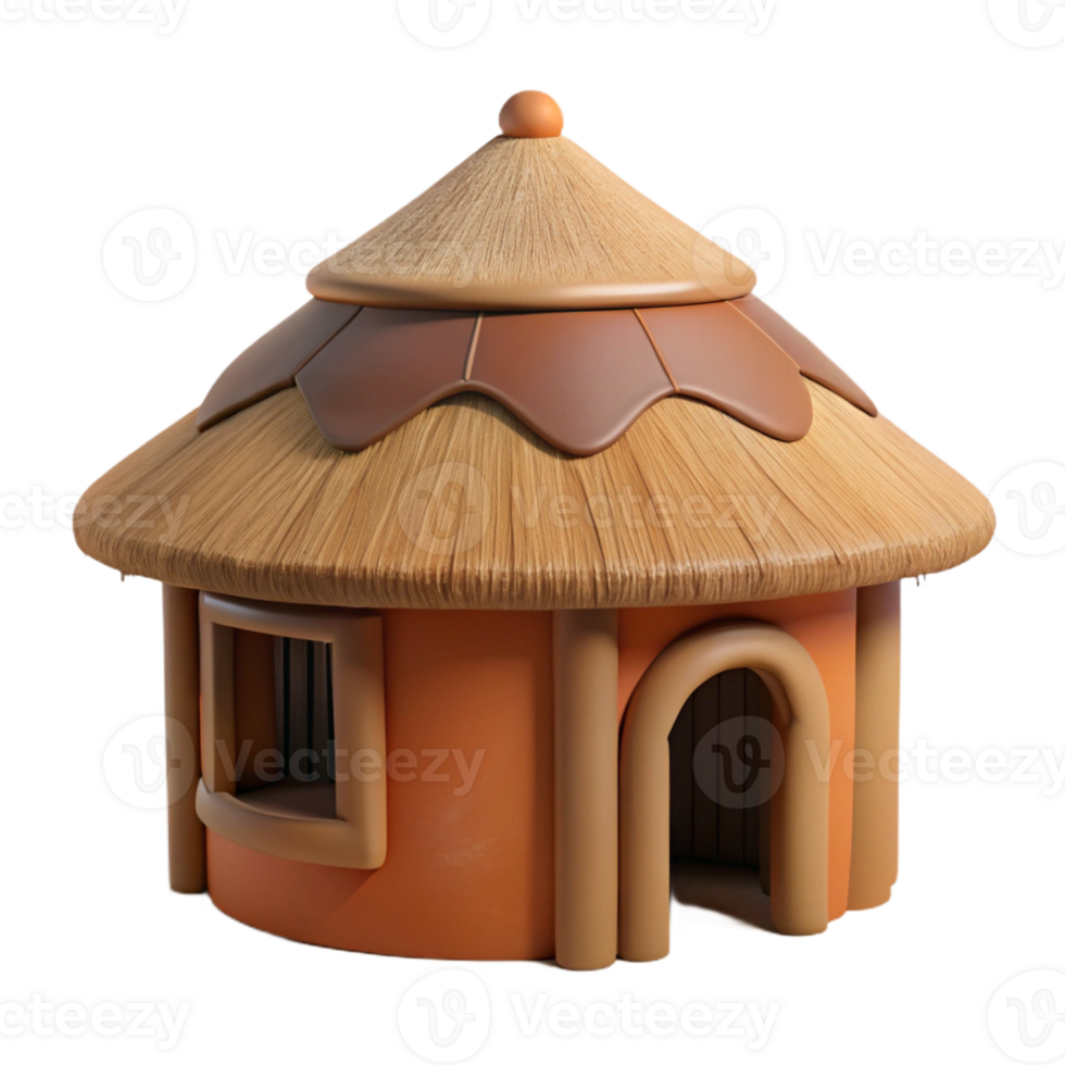 stunning abstract Mud hut, traditional African architecture, thatched roof, earthy tones, vernacular style genuine png