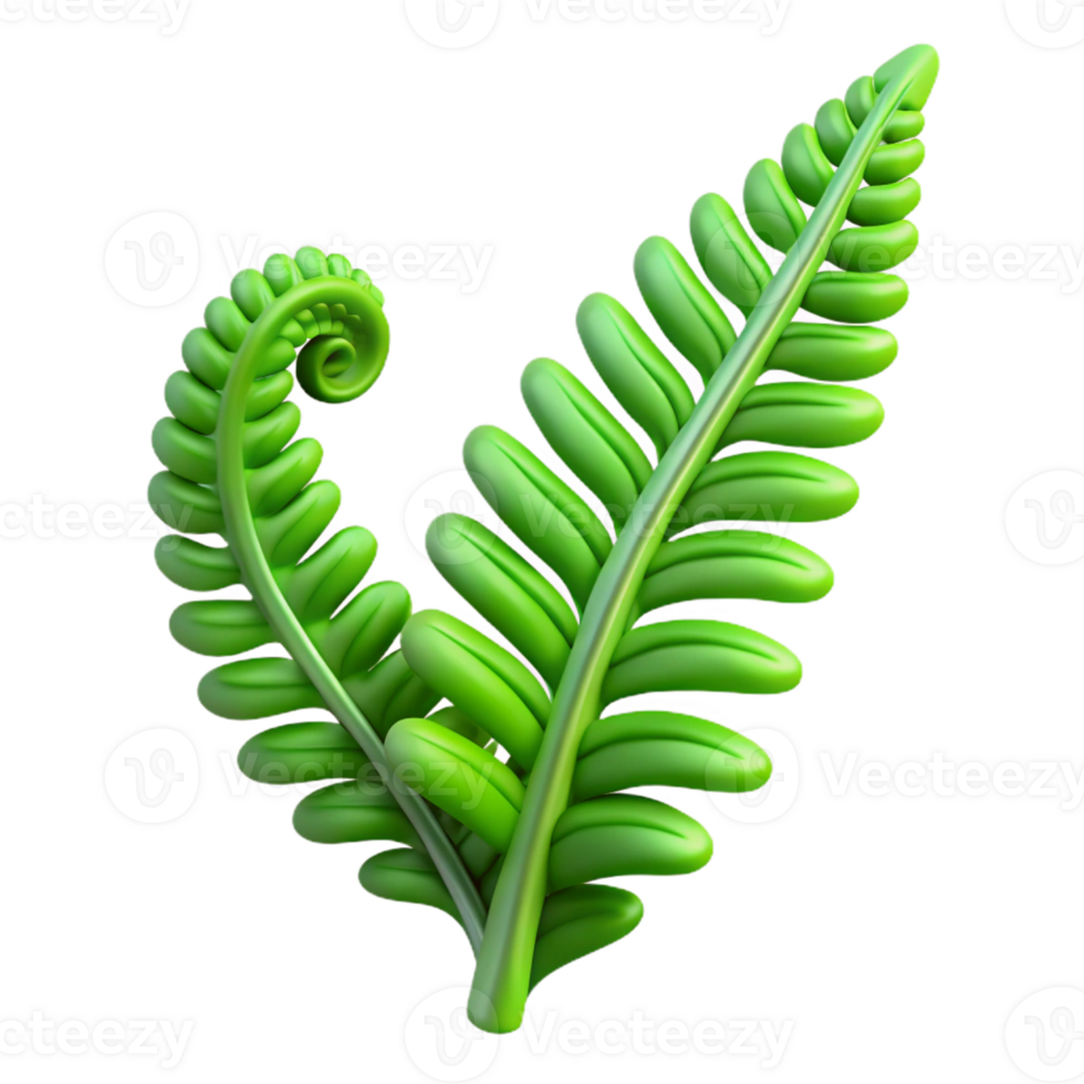 serene contemporary A lush green fern unfurling, soft diffused light, botanical illustration style high resolution png