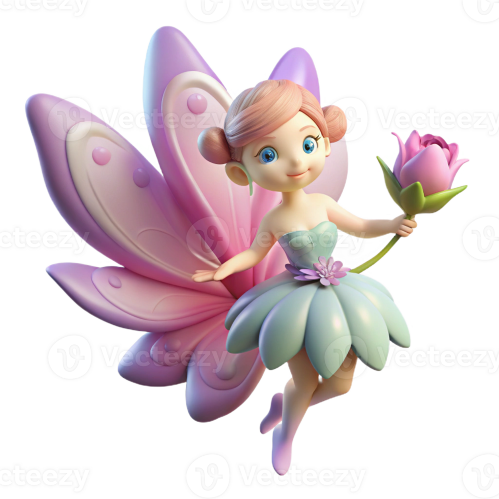 stunning abstract A whimsical fairy with delicate, butterfly wings fluttering around a blooming flower. Dreamlike style, soft focus genuine png