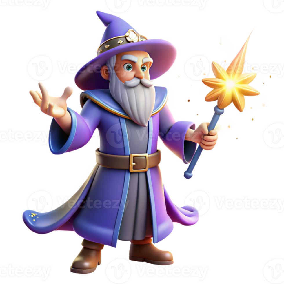 serene creative A cartoon wizard casting a spell, surrounded by magical energy, vibrant and dynamic lighting emphasizing the magical effects, illustrated in a fantastical cartoon style exclusive png