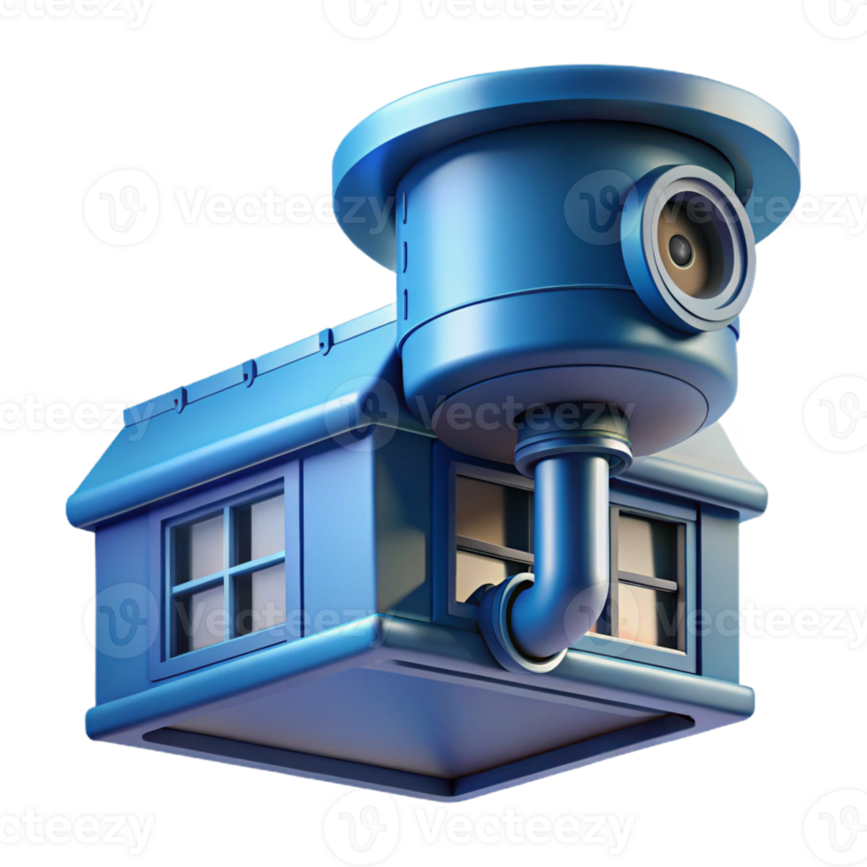 beautiful modern A security camera mounted on a building facade, surveillance theme, cool blueish tint, dystopian atmosphere high resolution png