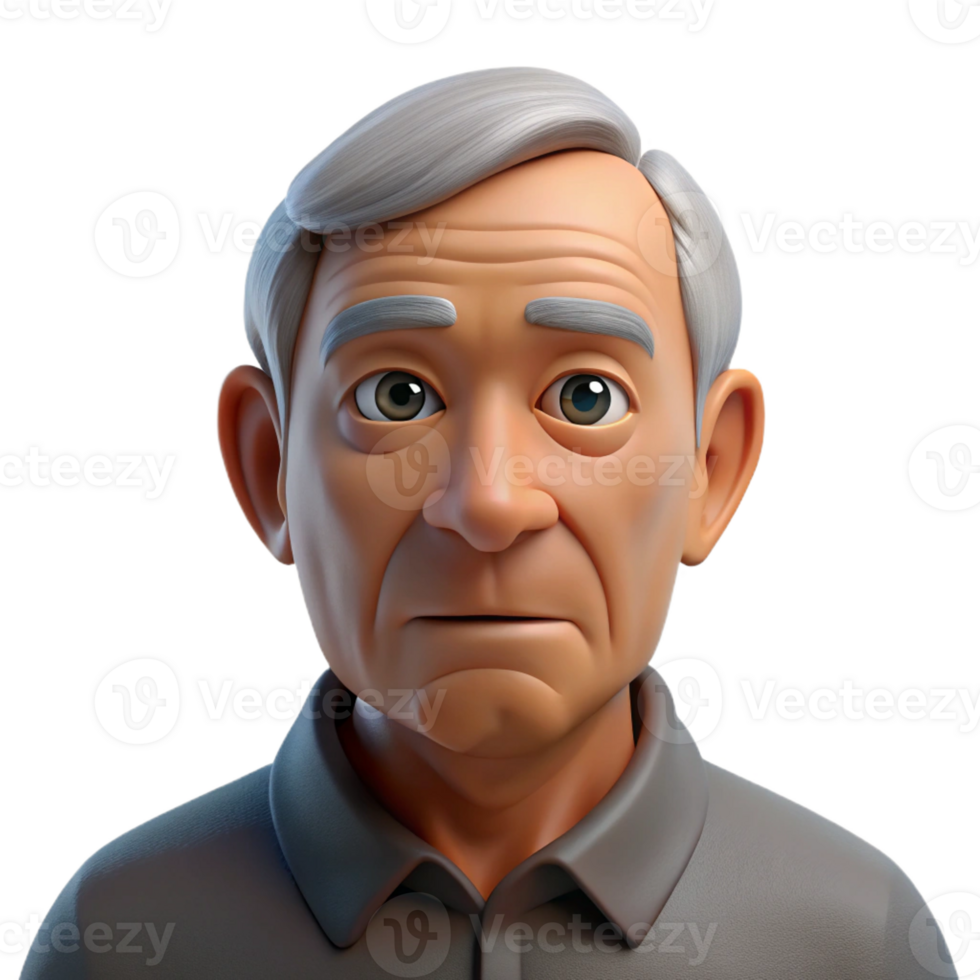 beautiful creative Portrait of an elderly man with deep wrinkles and a thoughtful expression, illuminated by a single, overhead spotlight, in a hyperrealistic style high quality png