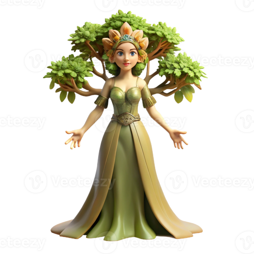 beautiful minimalist An elegant dryad, merging seamlessly with an ancient oak tree, dappled sunlight filtering through the leaves. Soft, natural lighting. Pre-Raphaelite style exclusive png