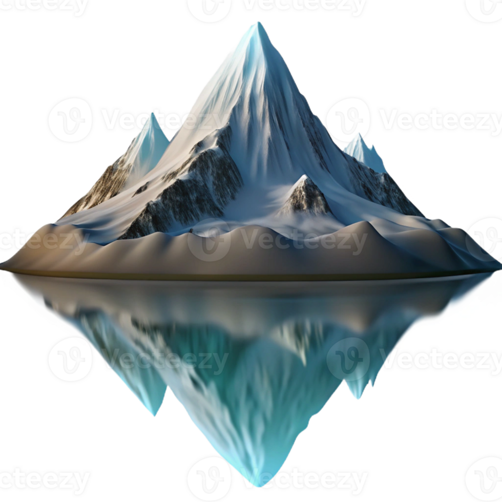 dramatic rustic A snow-covered mountain peak reflecting in a still alpine lake, dramatic lighting, landscape photography style 4K png