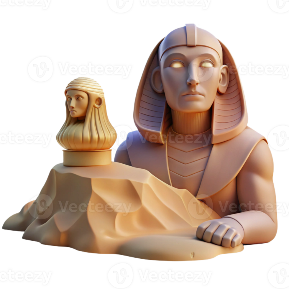 magnificent contemporary A mysterious sphinx with a lion's body and a human head, gazing into the distance, soft desert lighting, enigmatic and mystical style original png