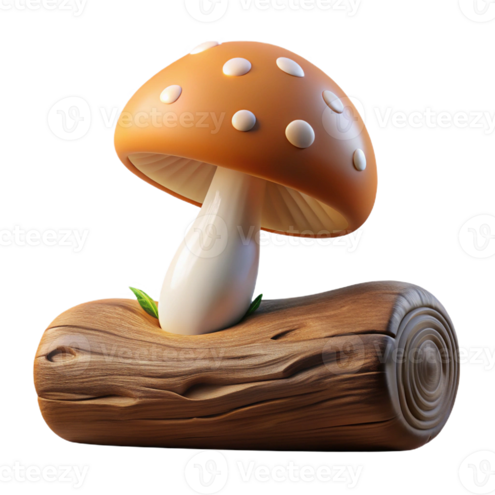wonderful abstract A mushroom growing on a fallen log, intricate details, macro photography, soft lighting premium png