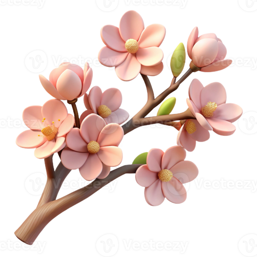 elegant classic A branch covered in cherry blossoms in full bloom, soft pink light, Japanese woodblock print style professional png