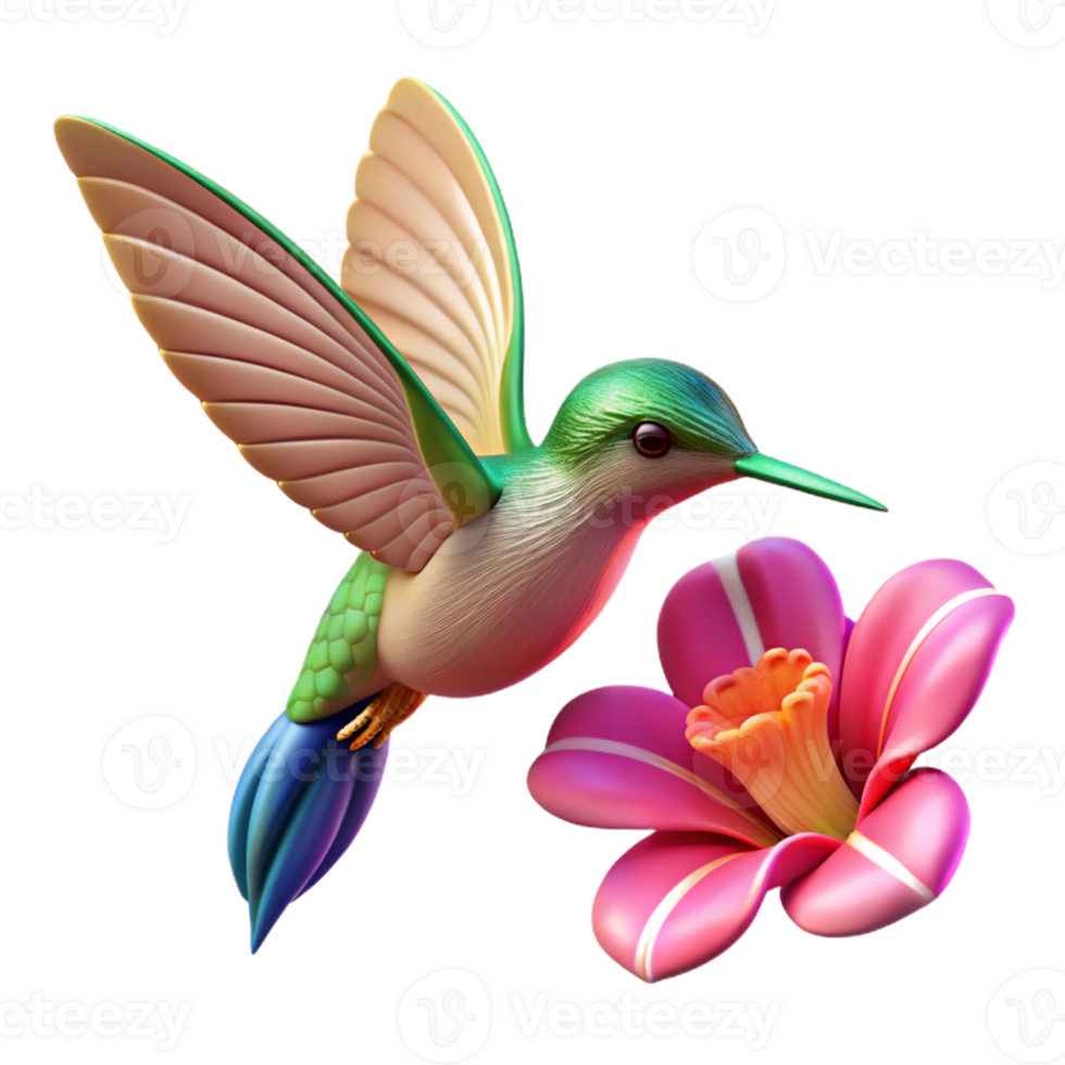 wonderful rustic A tiny hummingbird hovering near a vibrant flower, wings blurred in motion, captured in macro photography style with shallow depth of field original png
