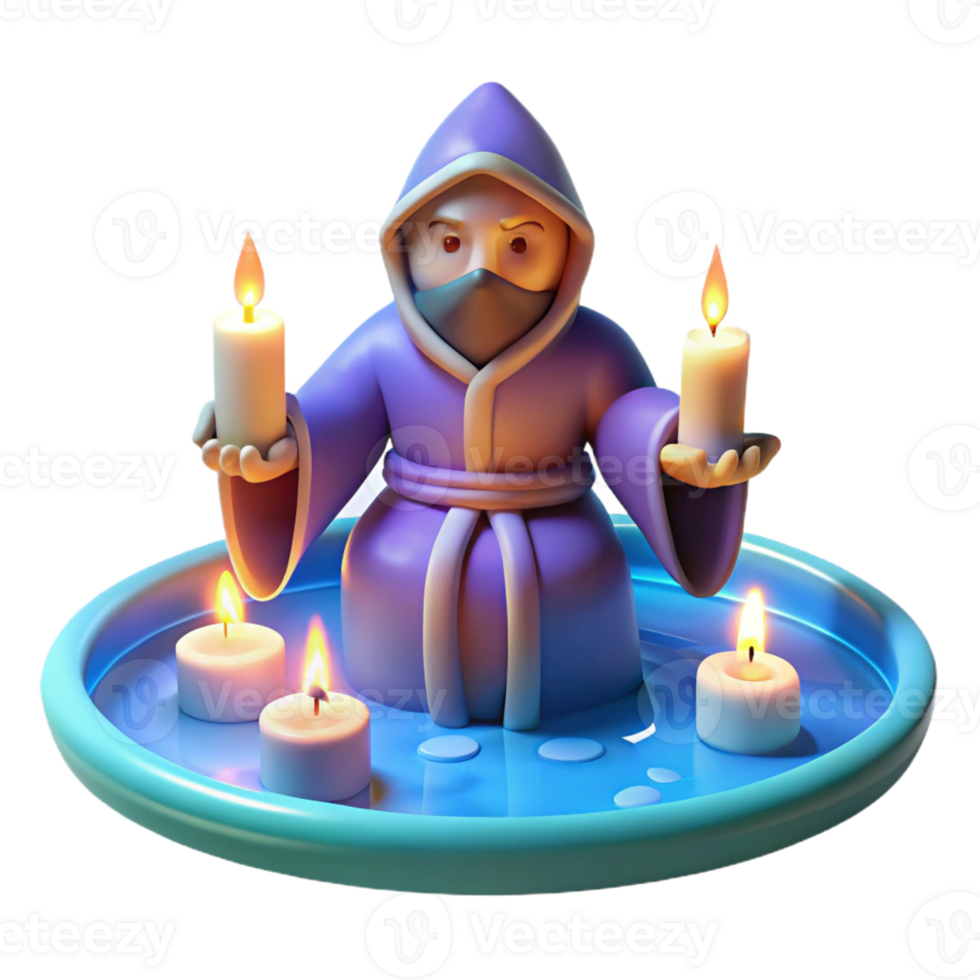 impressive traditional A wise oracle reading the future in a pool of shimmering water, illuminated by candlelight, in a mystical style premium png