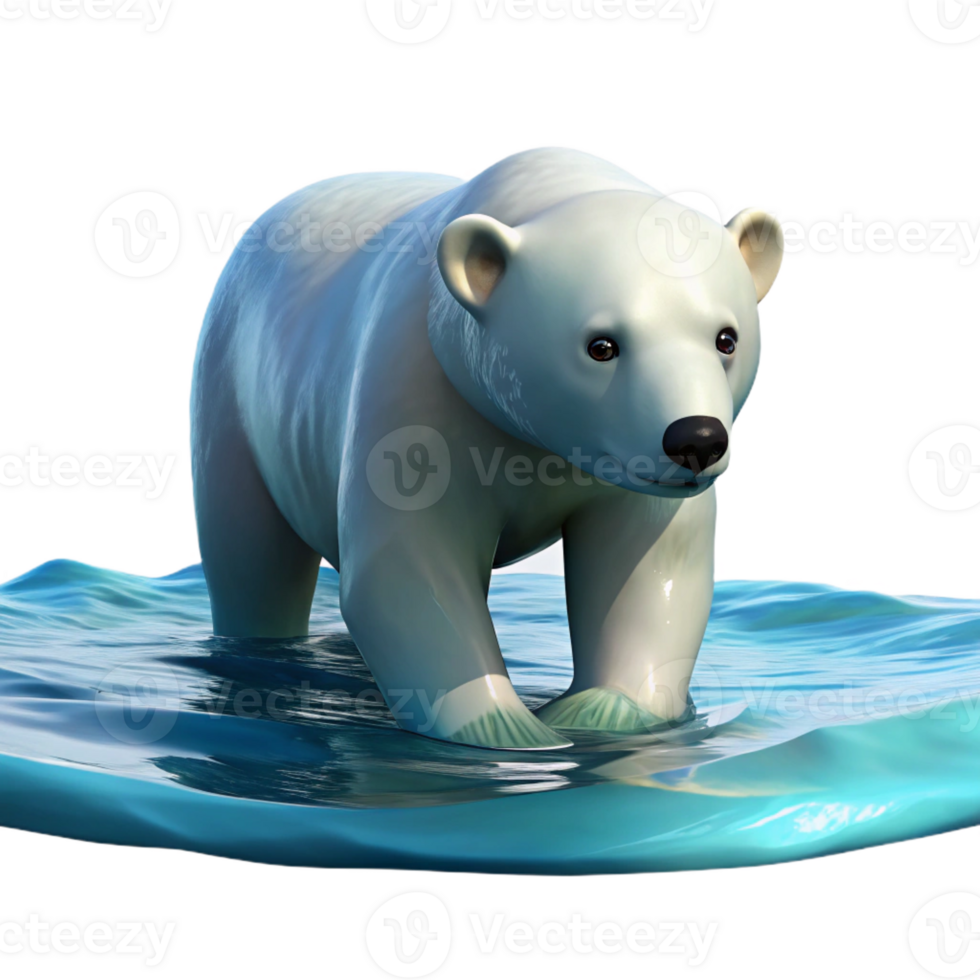 beautiful creative A polar bear swimming in the Arctic Ocean, illuminated by soft daylight, in a realistic, documentary style authentic png