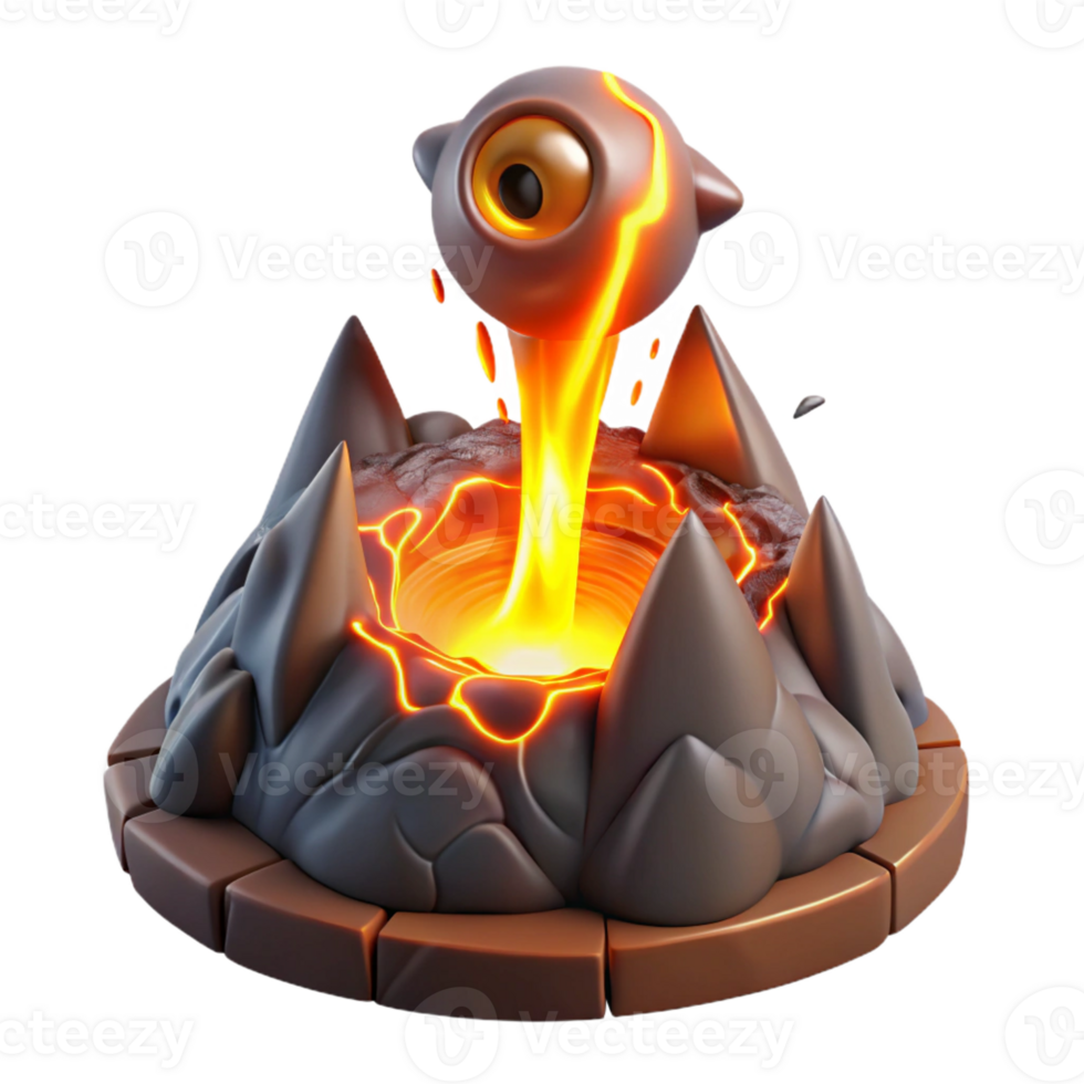 extraordinary artistic A powerful cyclops forging a lightning bolt in a volcanic cavern, sparks flying, illuminated by the molten lava, in a dynamic, painterly style professional png