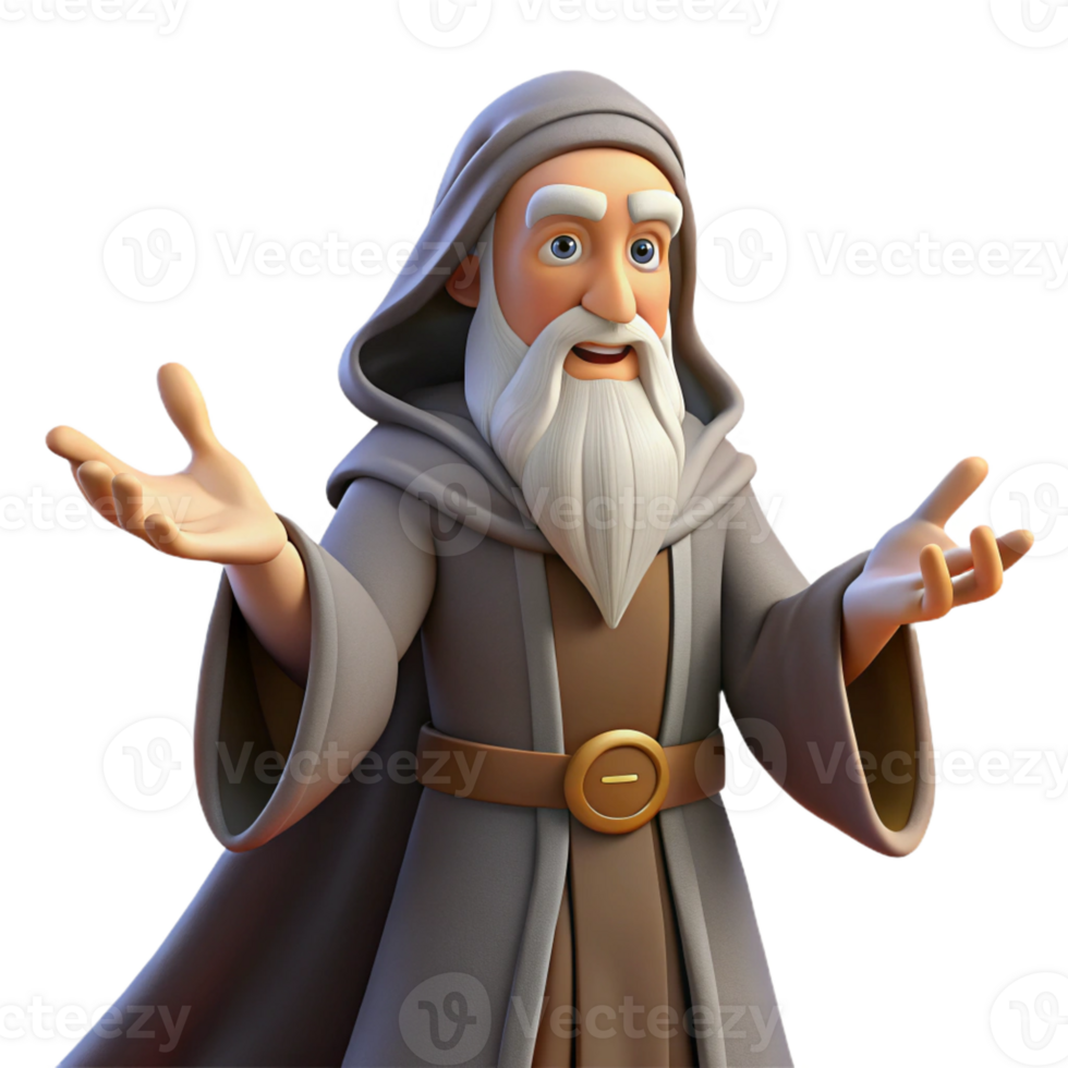 dramatic rustic A wise old wizard with a long white beard and flowing robes, casting a spell with intricate hand gestures. Renaissance painting style, soft lighting exclusive png