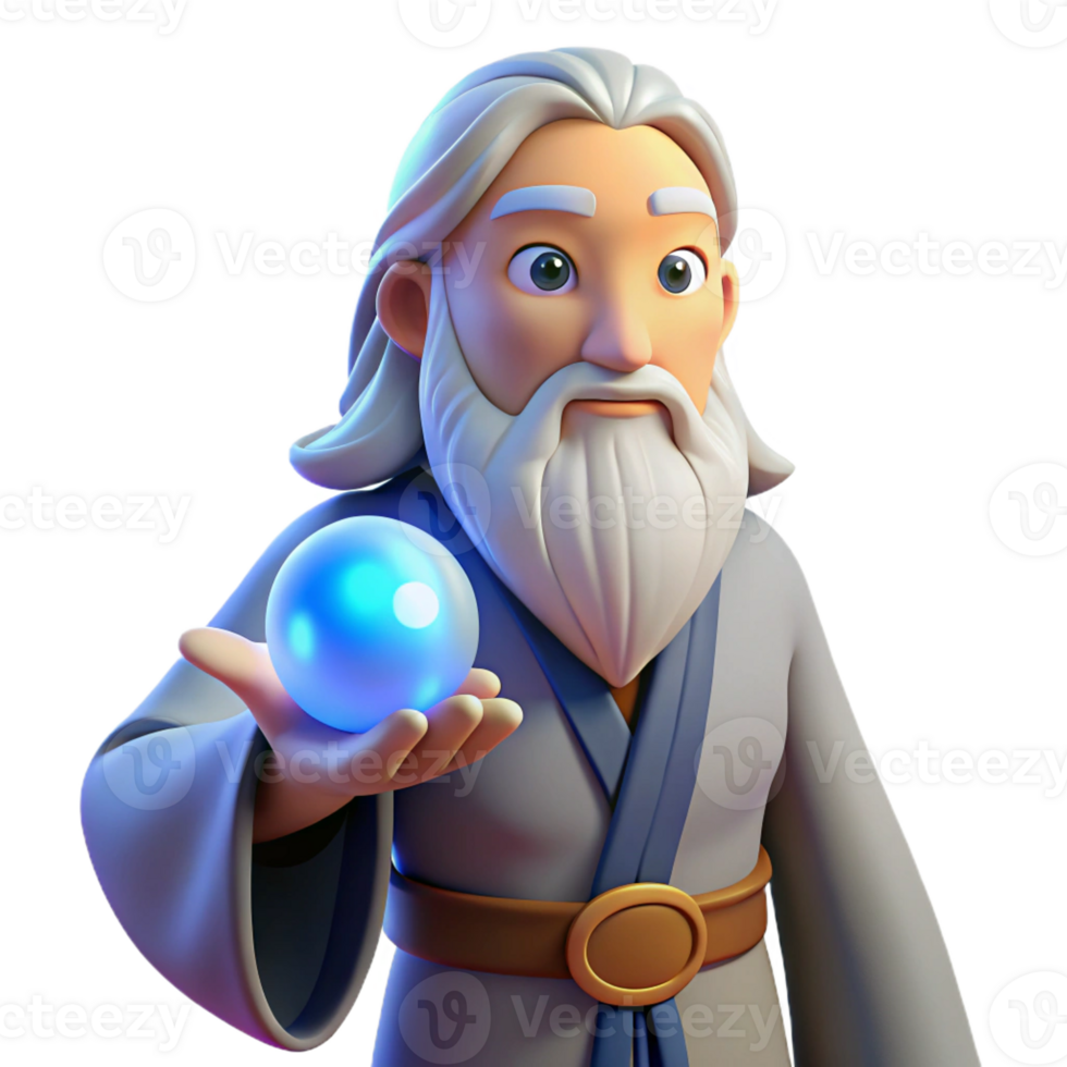 elegant abstract An elderly, wise anime man with flowing white beard and gentle blue eyes, holding a glowing orb of energy, soft, ethereal lighting, in the style of a Ghibli film professional png