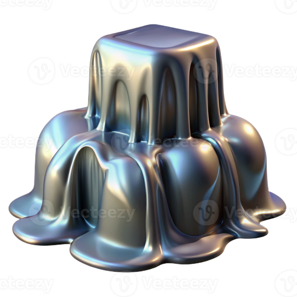 wonderful contemporary A cascading waterfall of liquid mercury, reflecting distorted images in its surface, lit by dramatic chiaroscuro lighting, in a surrealist style genuine png