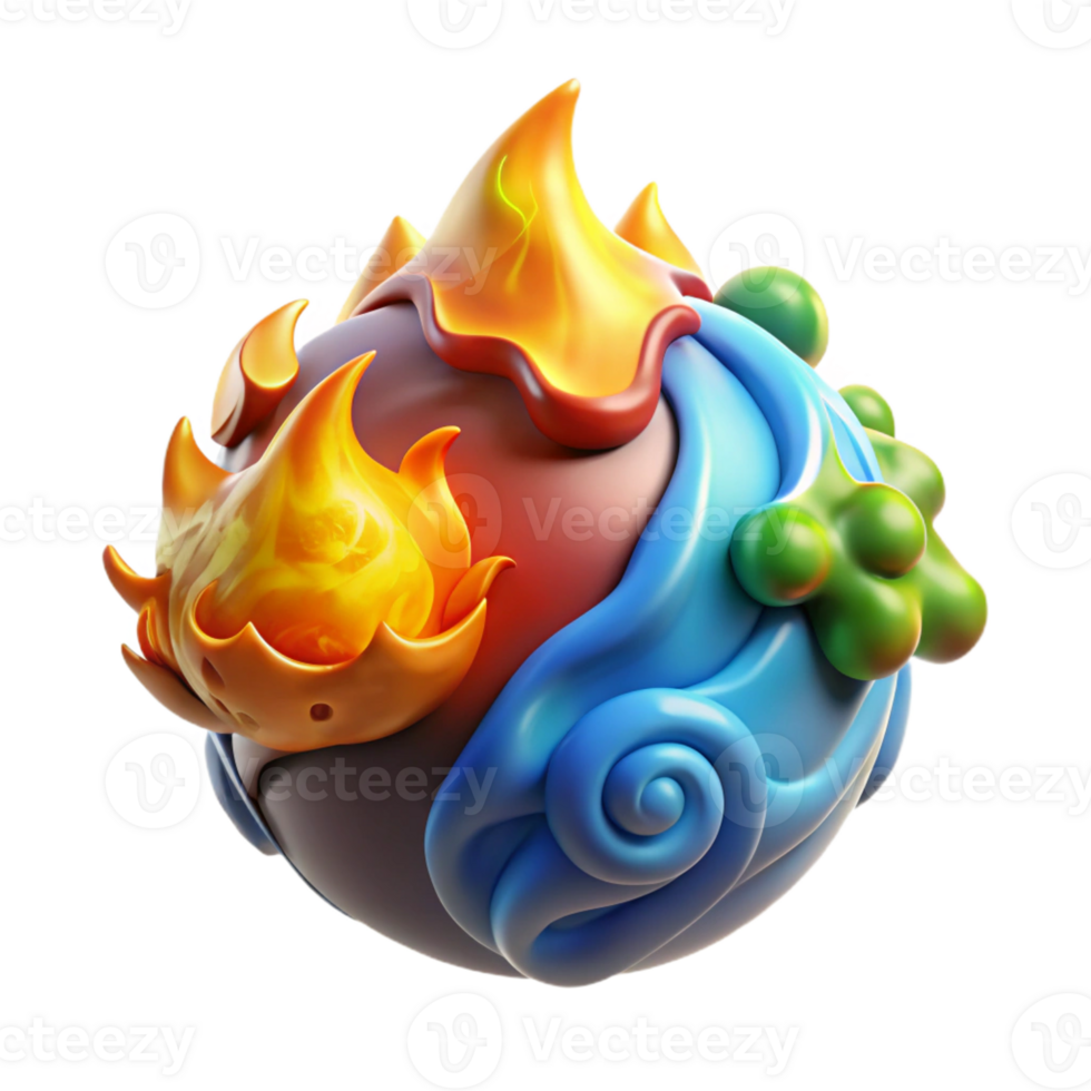 wonderful artistic A powerful elemental with swirling earth, air, fire, and water, radiating energy, vibrant and dynamic style 4K png