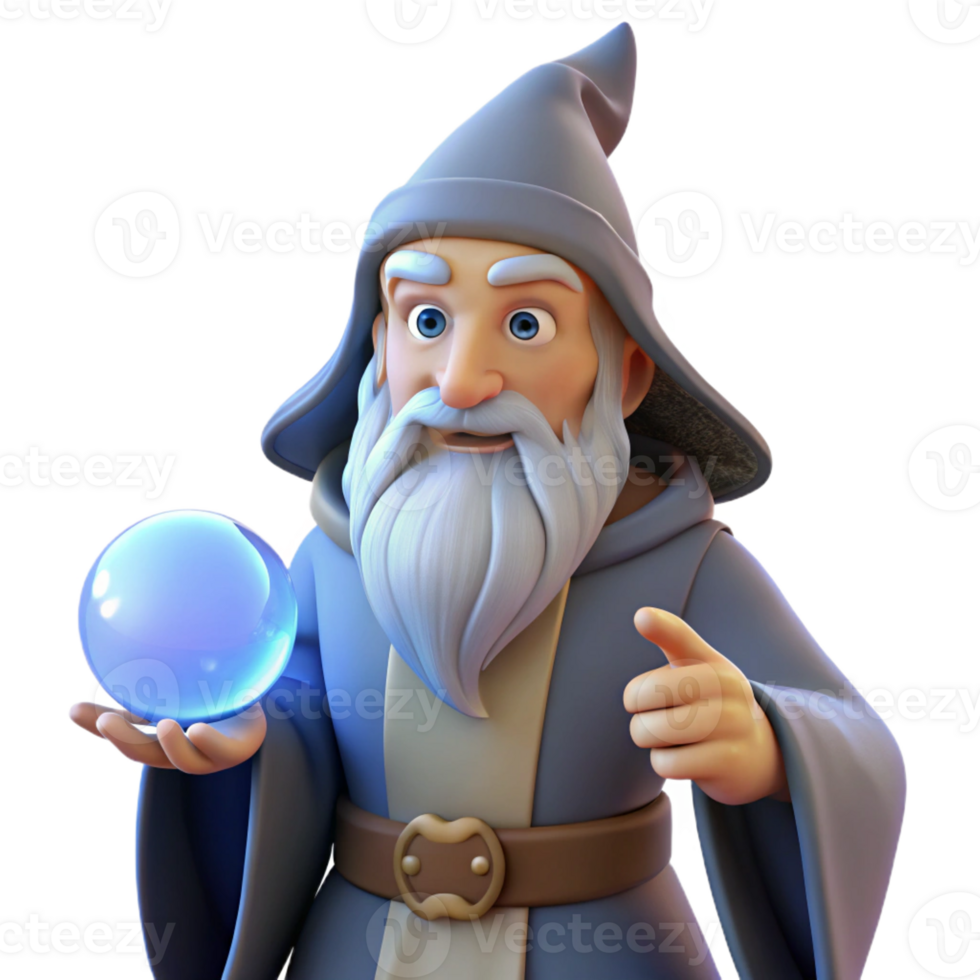 impressive traditional A wise old wizard with a long white beard and twinkling eyes, holding a glowing orb. Warm, firelight, traditional fantasy style detailed png