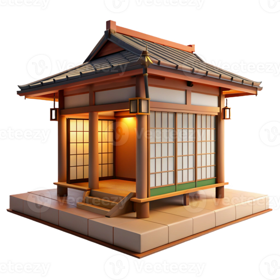 dramatic creative Traditional Japanese tea house, tatami mats, shoji screens, soft natural light, serene style high resolution png