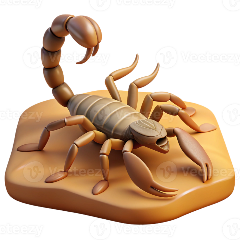 beautiful traditional A scorpion in the desert, harsh lighting, realistic style genuine png