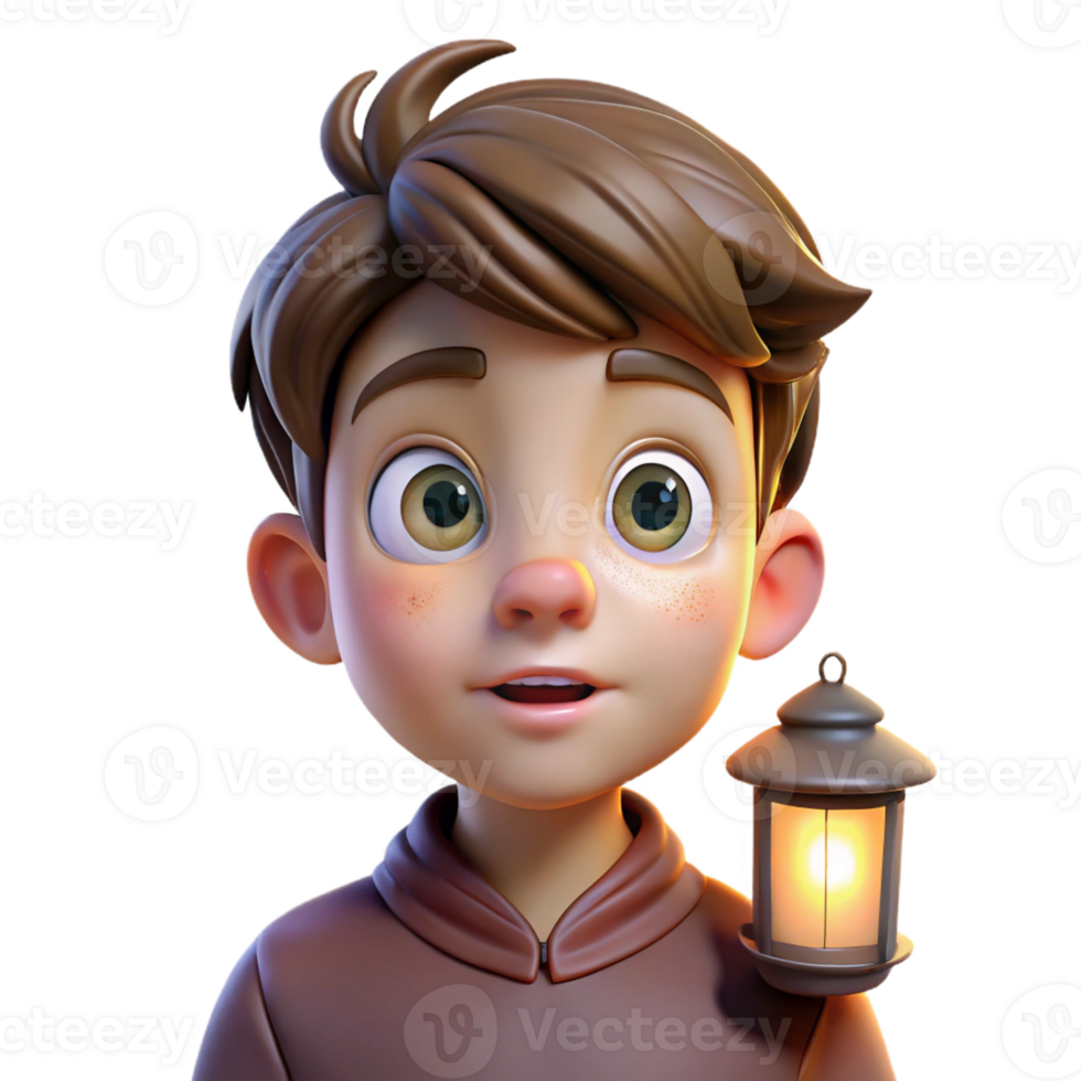 stunning contemporary Portrait of a young boy with wide eyes and a curious expression, lit by the soft light of a lantern, in a fantasy art style exclusive png