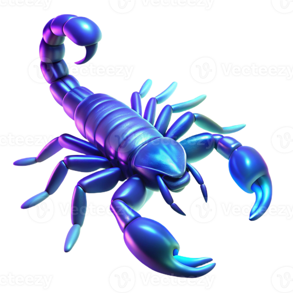 elegant artistic A scorpion glowing under UV light, dark background, vibrant and otherworldly style detailed png
