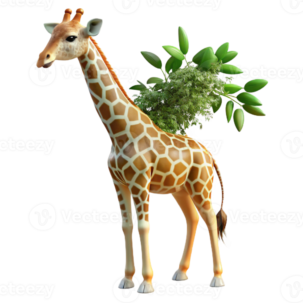 serene artistic A graceful giraffe reaching for acacia leaves, dappled sunlight filtering through the trees. Naturalistic lighting and pose. Wildlife photography style original png