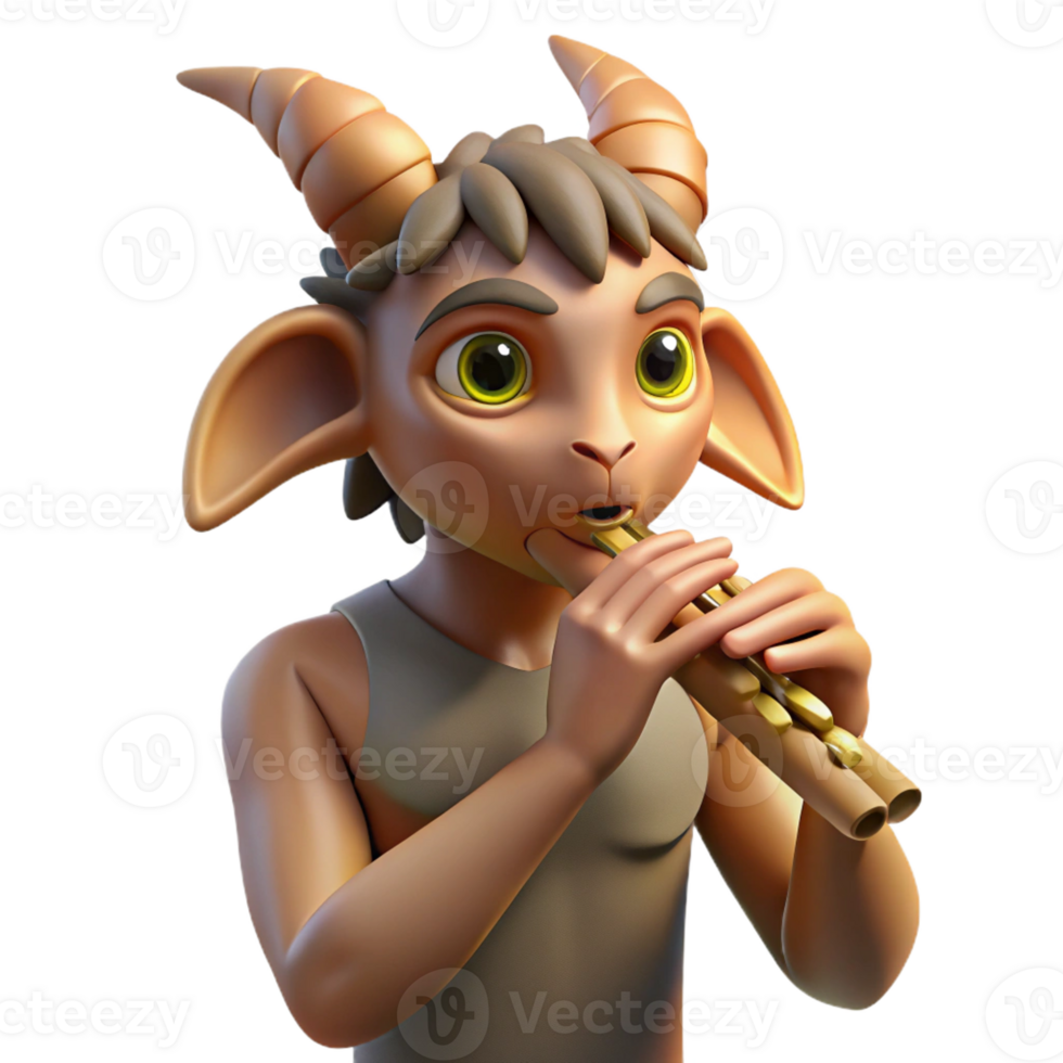 stunning rustic A mischievous satyr playing a pan flute in a sun-drenched forest glade. Warm, inviting lighting. Impressionistic style original png