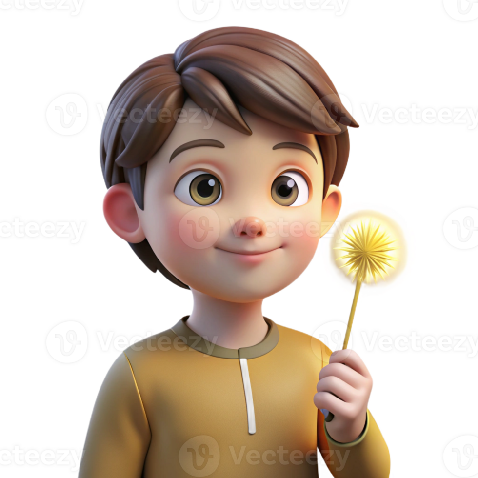 wonderful vintage Portrait of a child with wide, innocent eyes, holding a dandelion, lit by warm, golden sunlight, in a whimsical style high resolution png