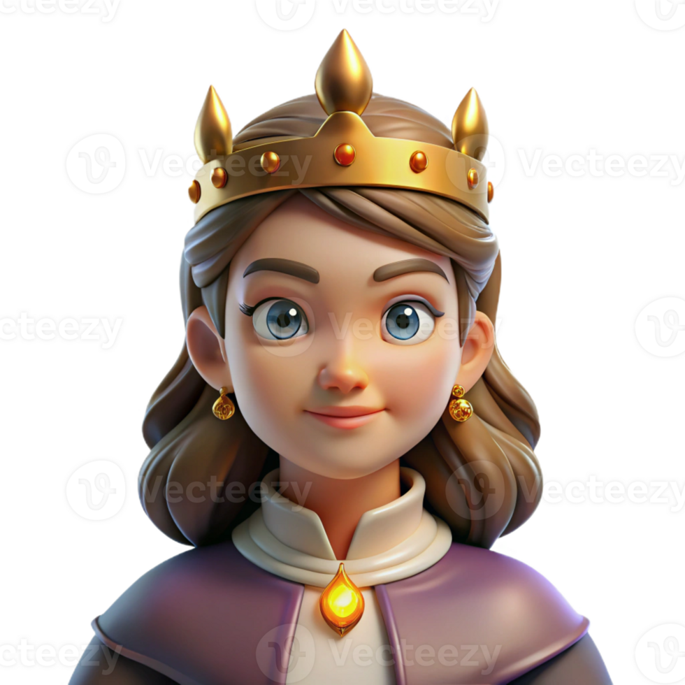 stunning traditional Portrait of a queen with a regal expression, wearing a jeweled crown, lit by the warm glow of candlelight, in a Renaissance painting style authentic png