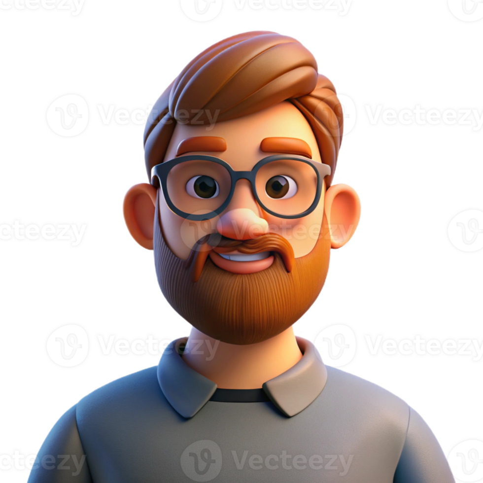 impressive minimalist Portrait of a man with a full beard and glasses, lit by warm, inviting light, in a hipster style 4K png