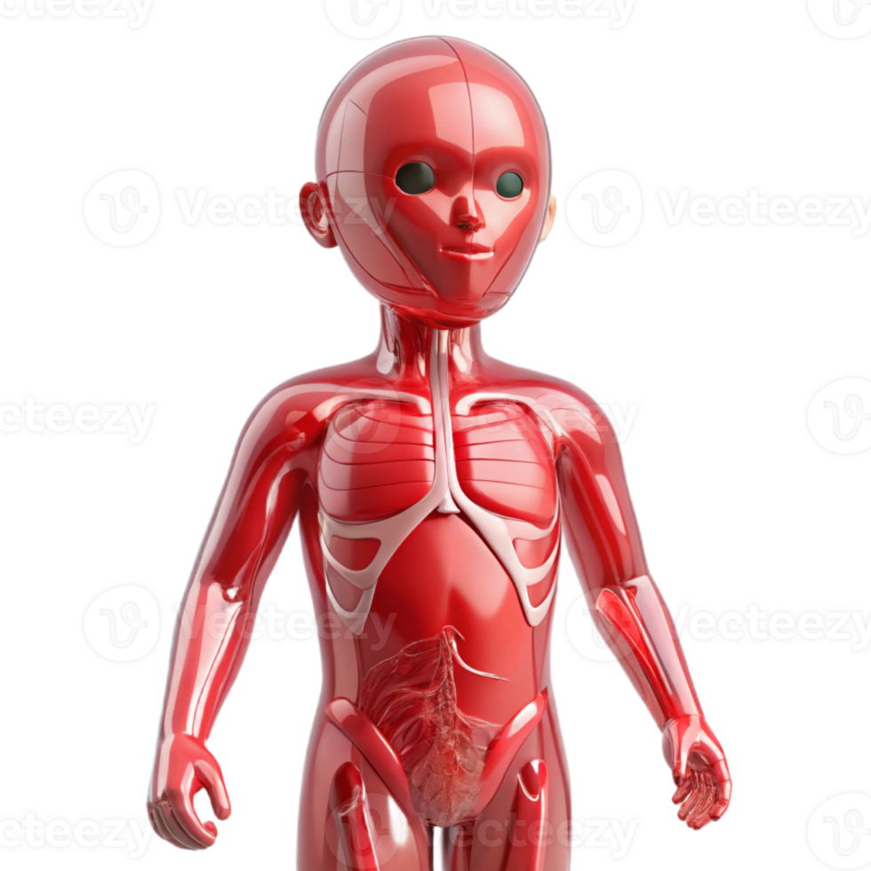 serene abstract A transparent human body with visible circulatory system, pulsating red, medical illustration style 4K png