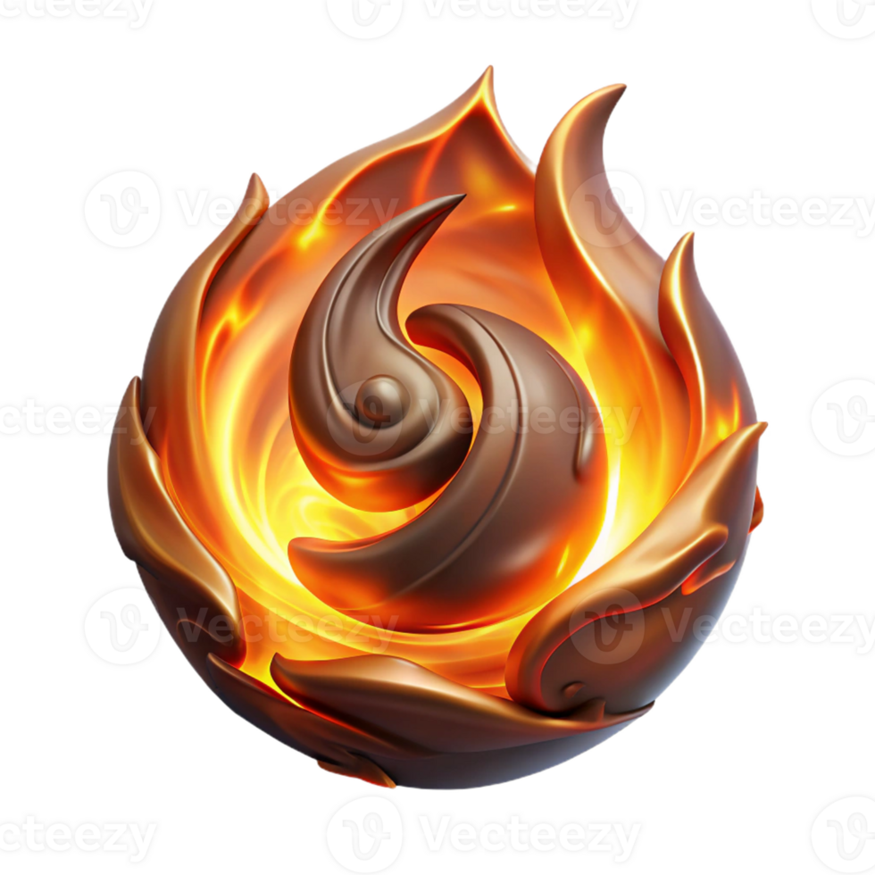serene creative A powerful elemental with swirling fire and glowing embers, embodying the spirit of fire. Dramatic, high-contrast lighting. Abstract style detailed png