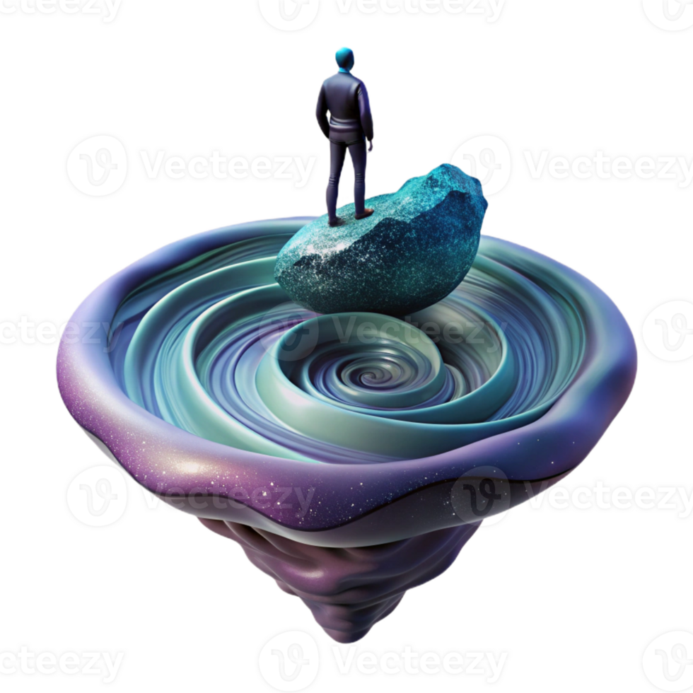 elegant artistic A solitary figure standing on a precipice overlooking a vast, swirling nebula, in a contemplative, science fiction art style 4K png