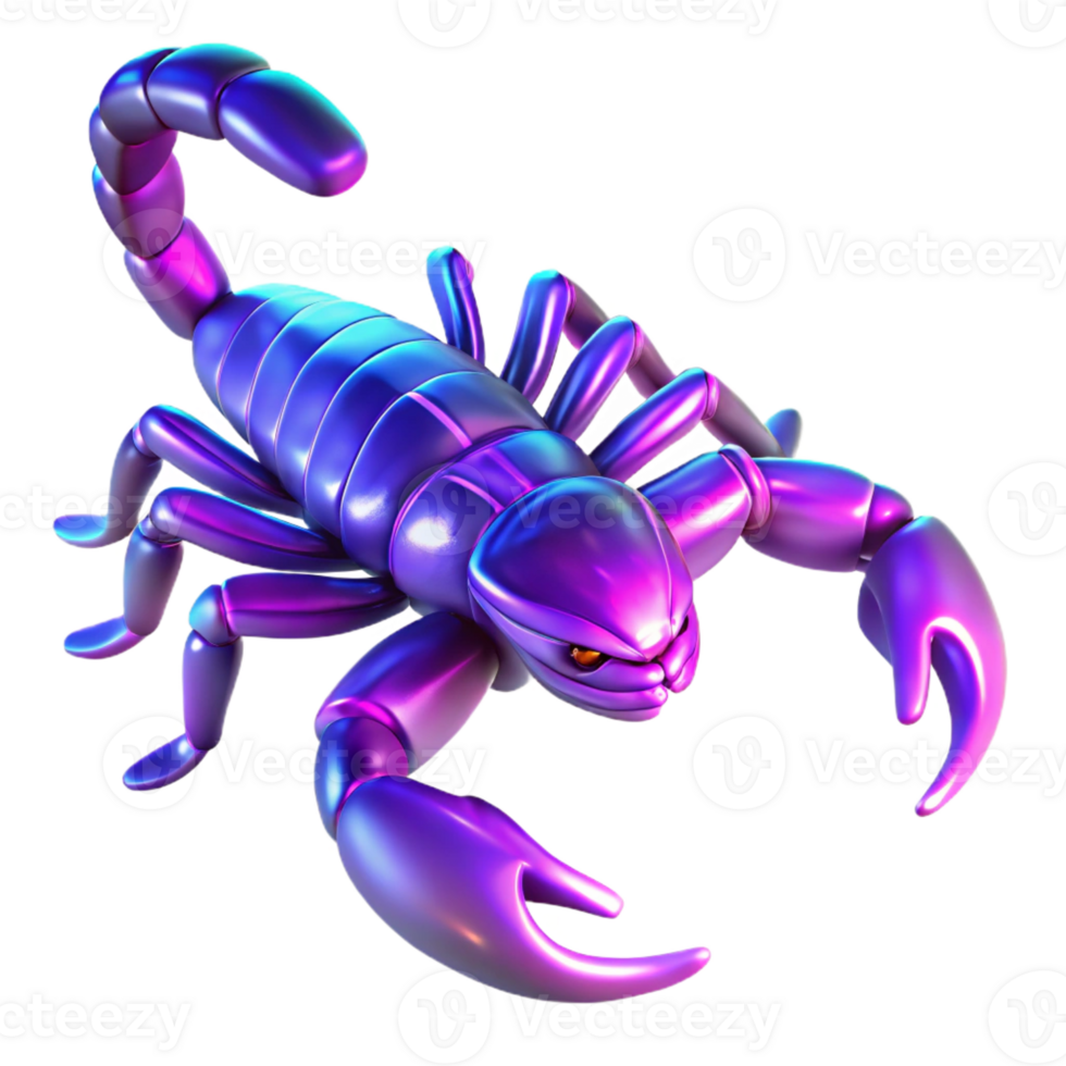 elegant creative A scorpion glowing under UV light, dark background, vibrant and otherworldly style genuine png