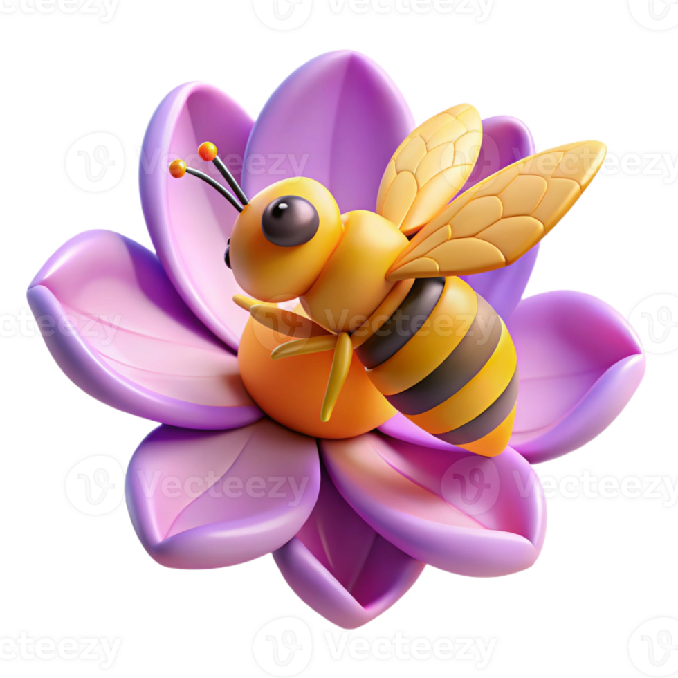 vibrant modern A close-up of a bee pollinating a flower, macro photography, vibrant colors premium png