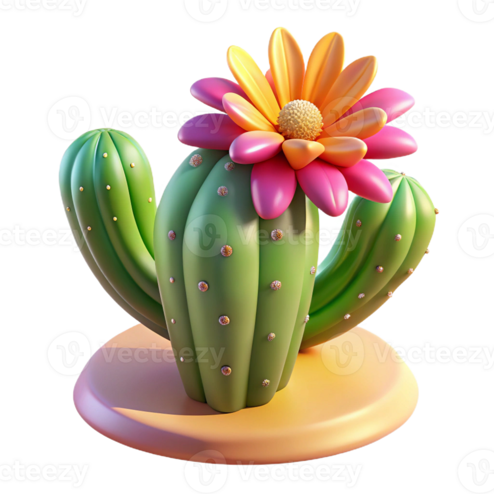 dramatic abstract A desert cactus in bloom under the scorching midday sun, vibrant colors, photorealistic style professional png